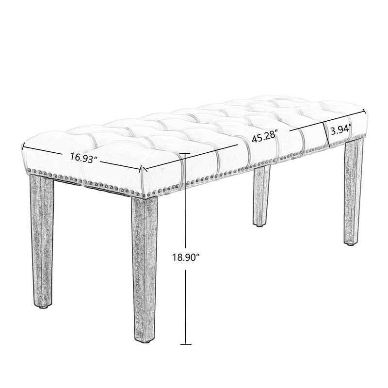 45.28L Velvet Upholstered Tufted Bench Ottoman