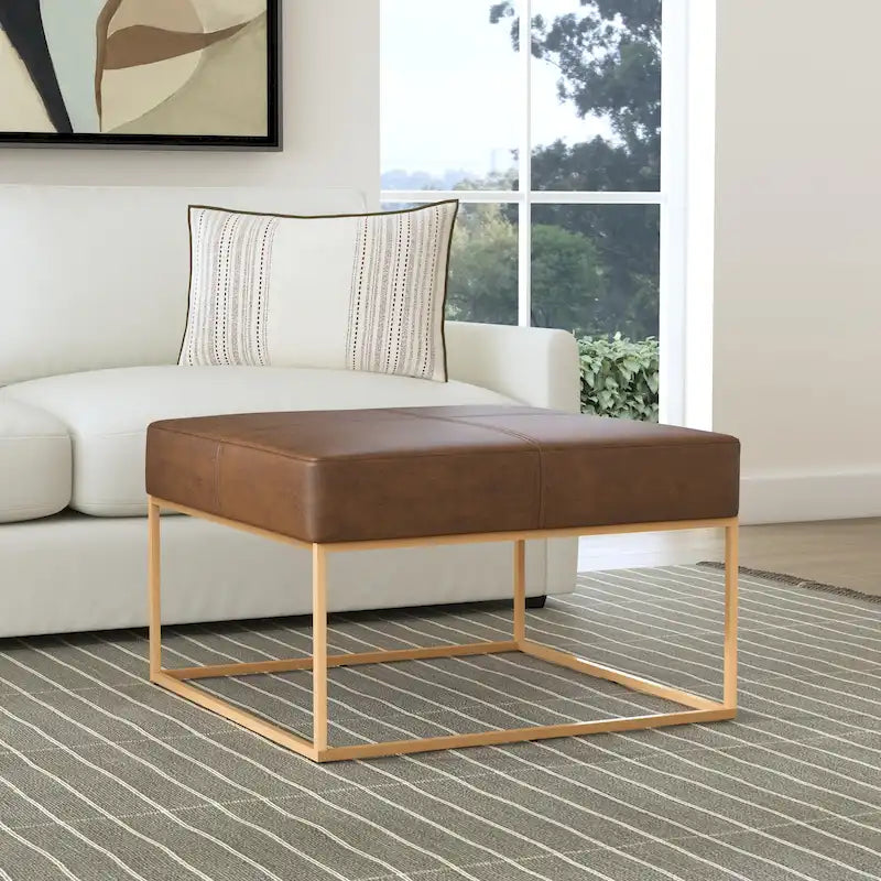Square Metal Frame Ottoman