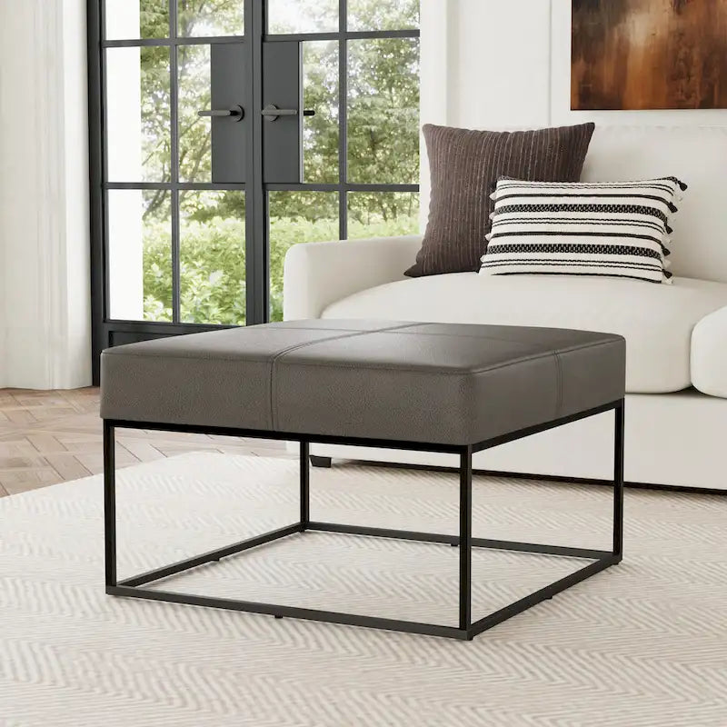 Square Metal Frame Ottoman