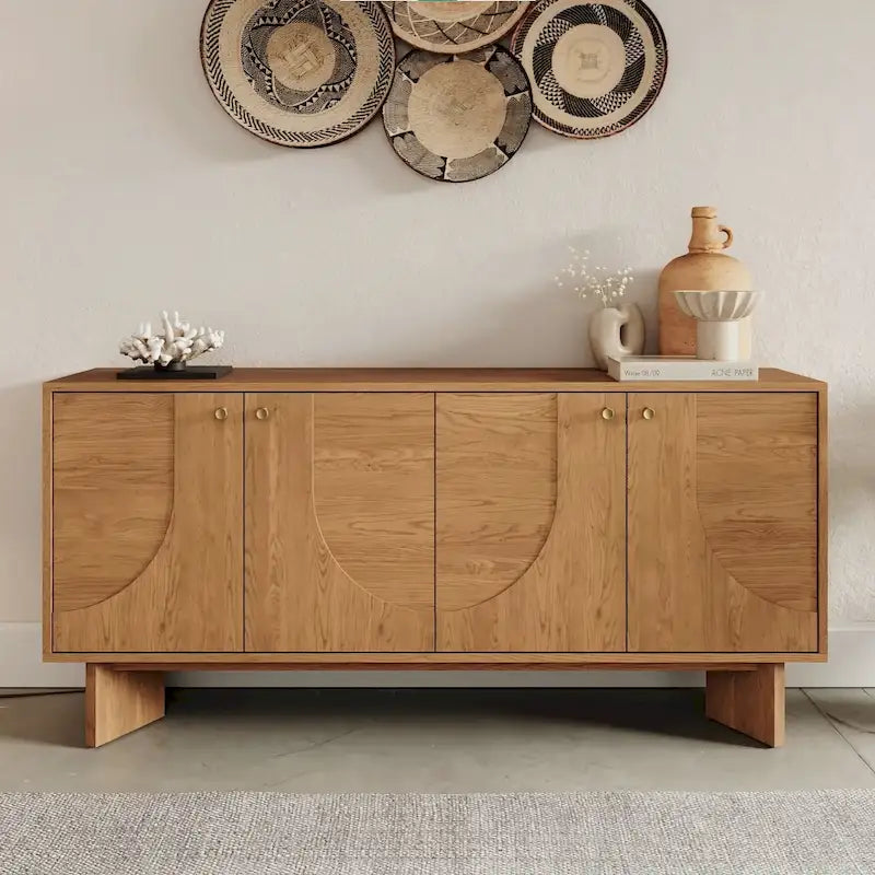 Modern Sideboard Oak Storage Cabinet and Buffet Console