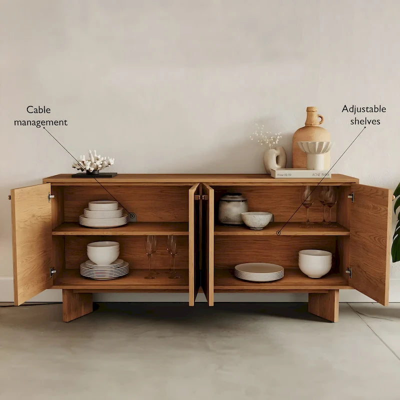 Modern Sideboard Oak Storage Cabinet and Buffet Console