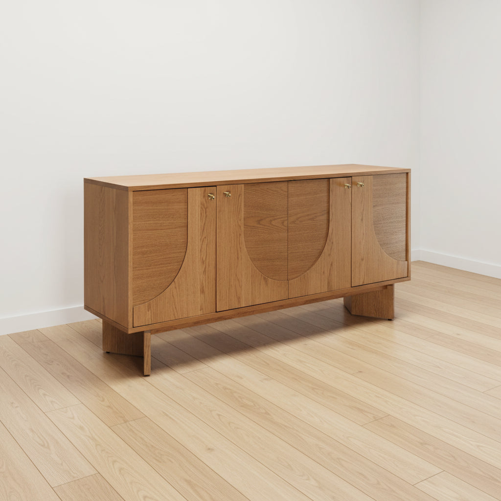 Modern Sideboard Oak Storage Cabinet and Buffet Console