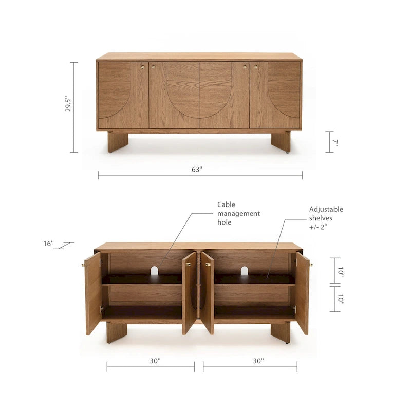 Modern Sideboard Oak Storage Cabinet and Buffet Console