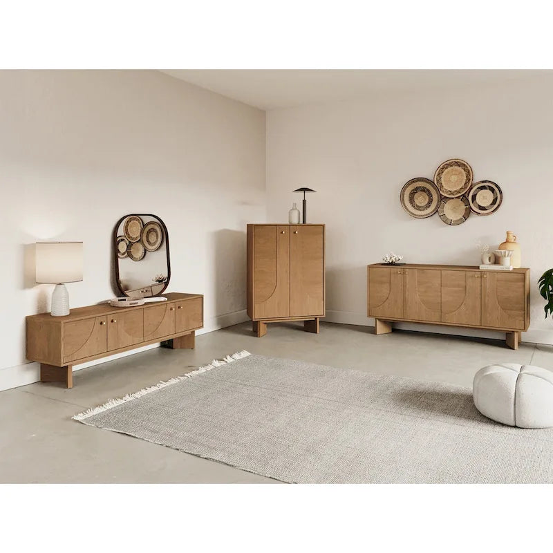 Modern Sideboard Oak Storage Cabinet and Buffet Console