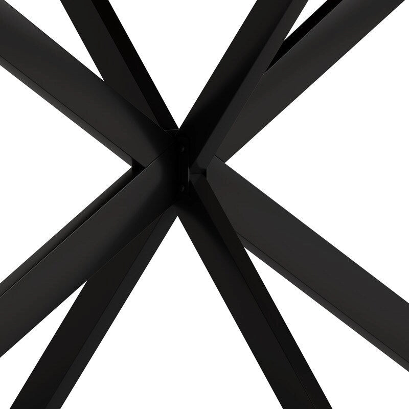 Retro Farmhouse Style 4-6 People Extendable Dining Table with X-Cross Metal Base and Storage Box
