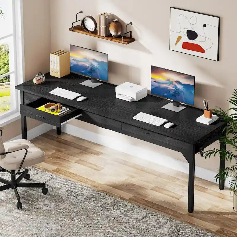 78.7 Extra Long Computer Desk, Two Person Large Desk with 2 Drawers