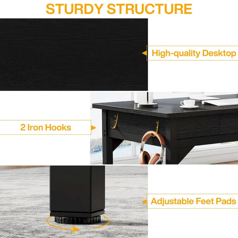 78.7 Extra Long Computer Desk, Two Person Large Desk with 2 Drawers