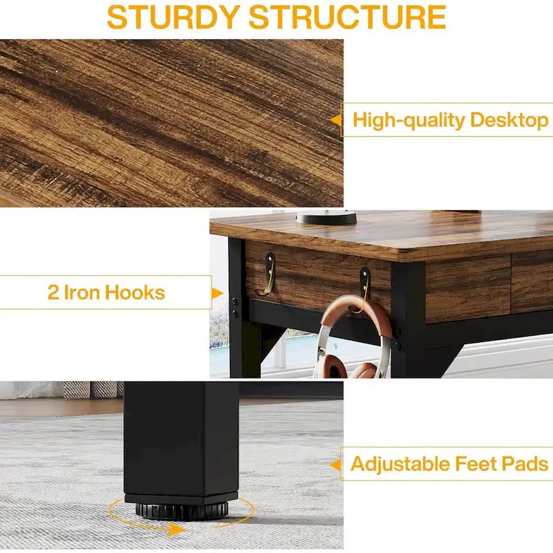 78.7 Extra Long Computer Desk, Two Person Large Desk with 2 Drawers