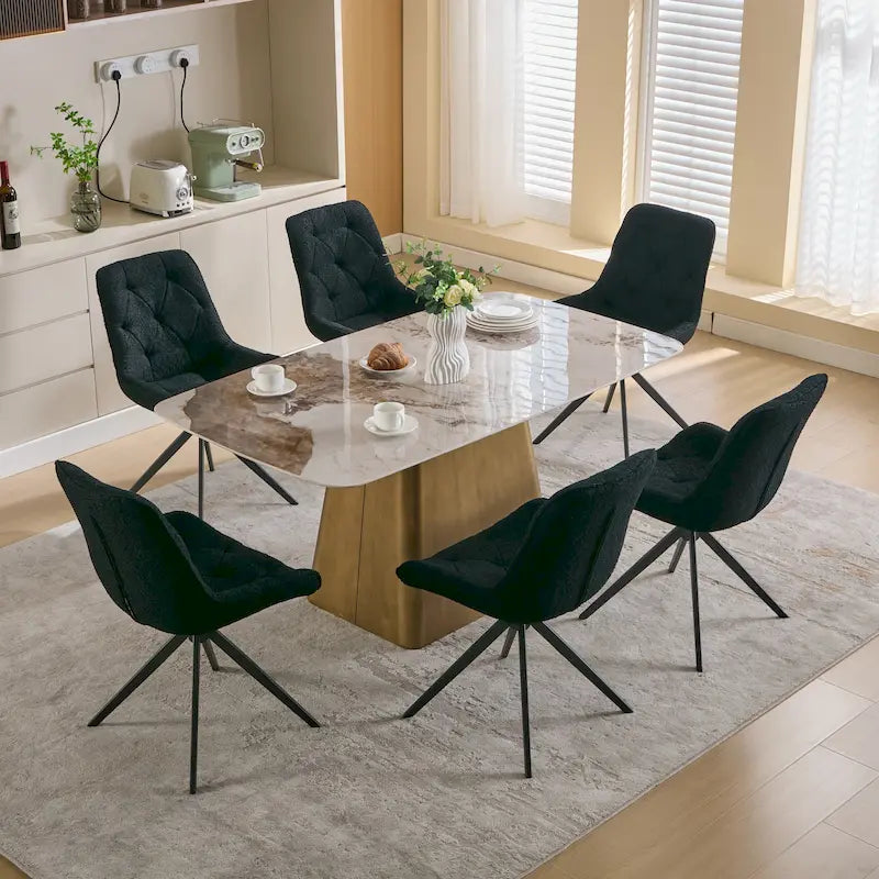 Swivel Dining Chairs, Boucle Upholstered Accent Chairs Living Room Chairs Desk Office Arm Chair