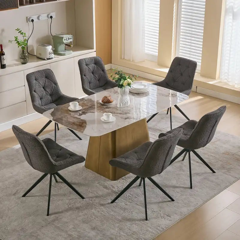 Swivel Dining Chairs, Boucle Upholstered Accent Chairs Living Room Chairs Desk Office Arm Chair