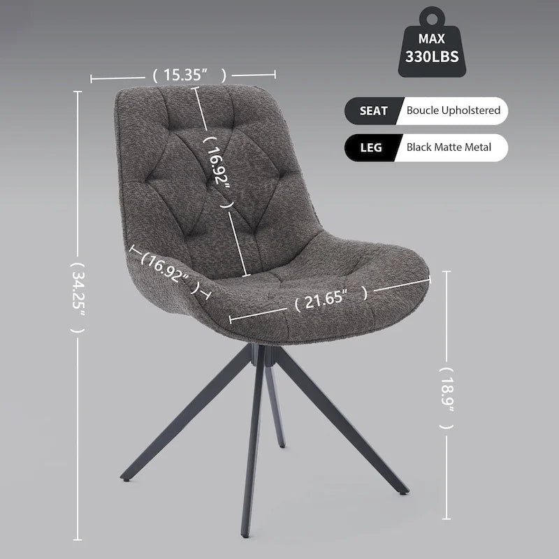 Swivel Dining Chairs, Boucle Upholstered Accent Chairs Living Room Chairs Desk Office Arm Chair