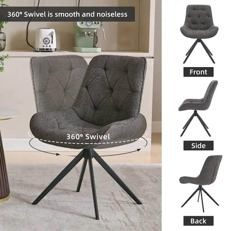 Swivel Dining Chairs, Boucle Upholstered Accent Chairs Living Room Chairs Desk Office Arm Chair