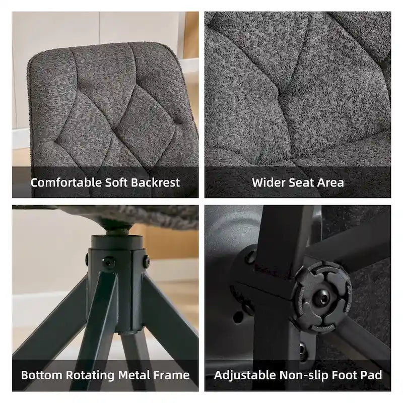 Swivel Dining Chairs, Boucle Upholstered Accent Chairs Living Room Chairs Desk Office Arm Chair