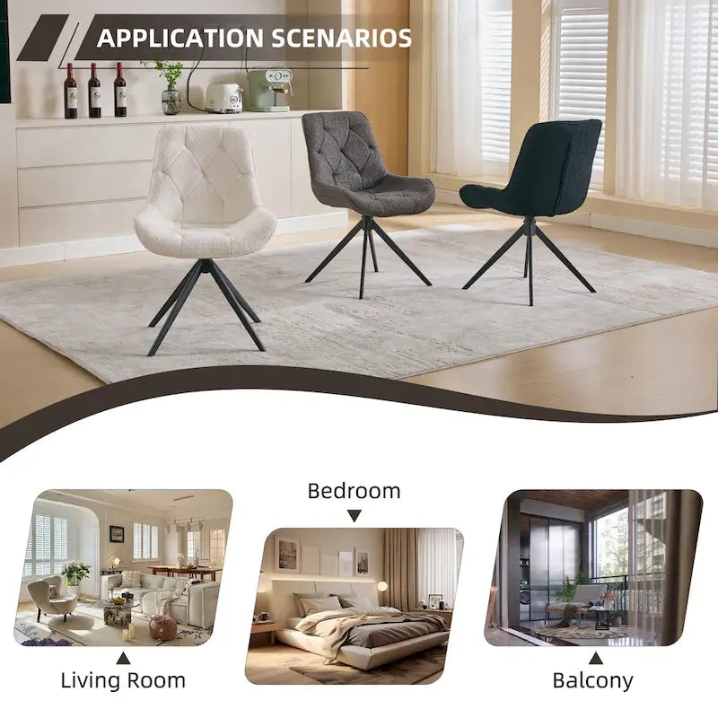 Swivel Dining Chairs, Boucle Upholstered Accent Chairs Living Room Chairs Desk Office Arm Chair