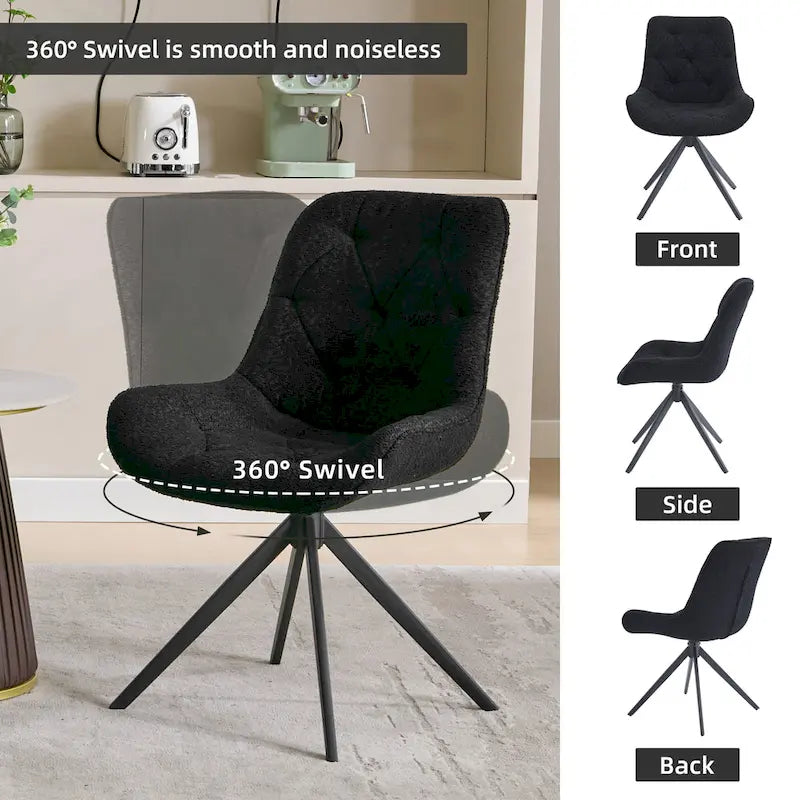 Swivel Dining Chairs, Boucle Upholstered Accent Chairs Living Room Chairs Desk Office Arm Chair