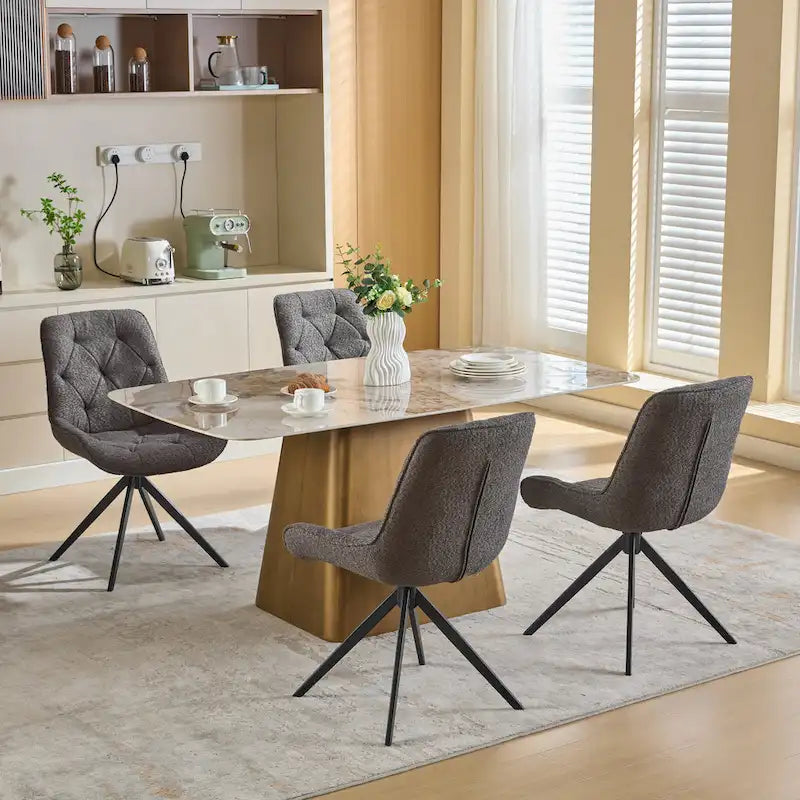 Swivel Dining Chairs, Boucle Upholstered Accent Chairs Living Room Chairs Desk Office Arm Chair
