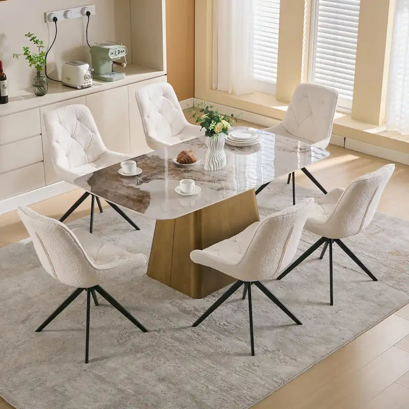 Swivel Dining Chairs, Boucle Upholstered Accent Chairs Living Room Chairs Desk Office Arm Chair