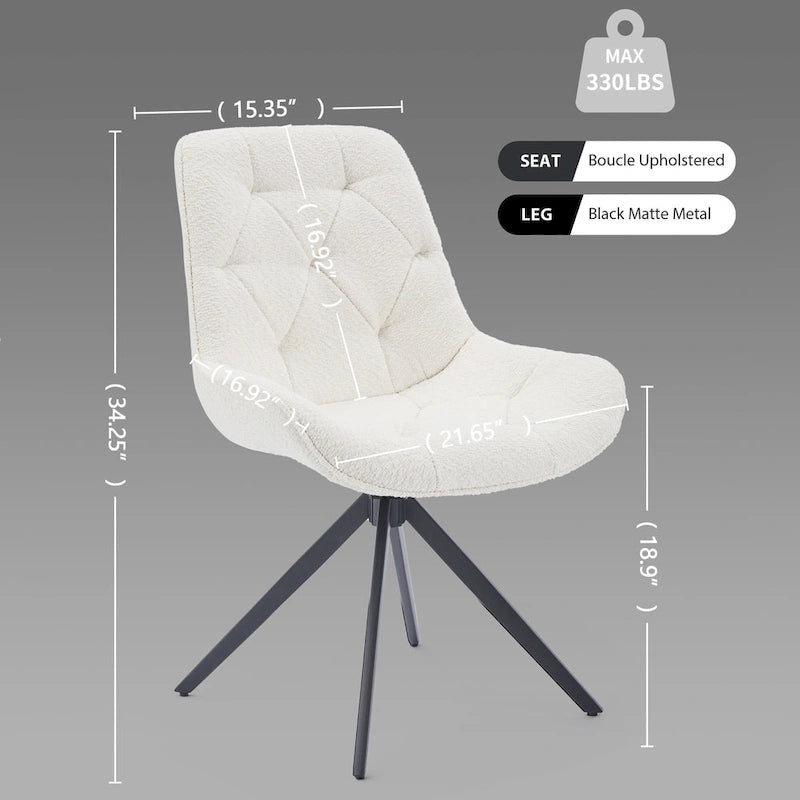 Swivel Dining Chairs, Boucle Upholstered Accent Chairs Living Room Chairs Desk Office Arm Chair