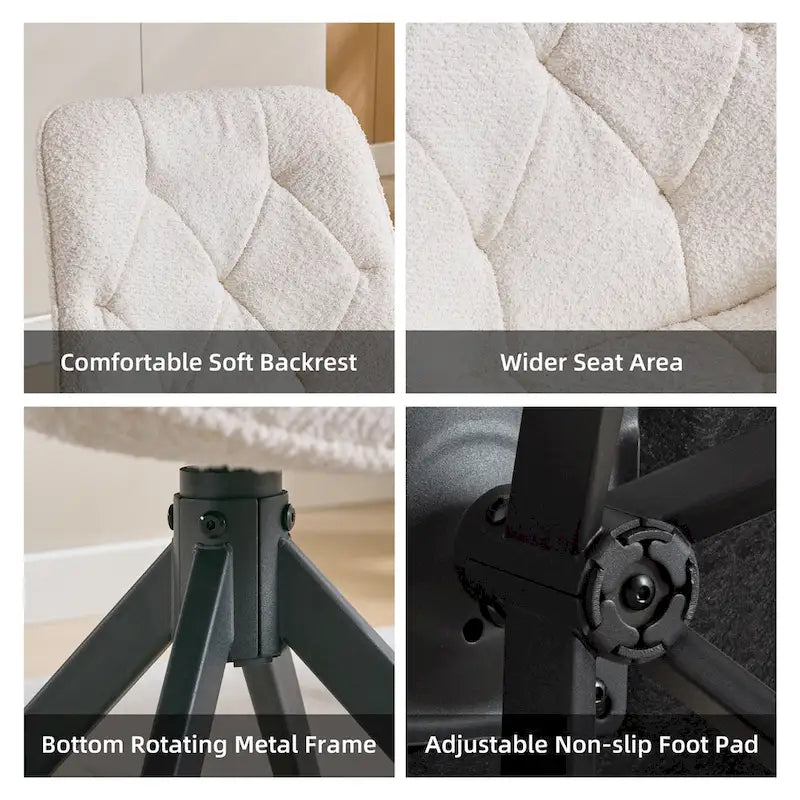 Swivel Dining Chairs, Boucle Upholstered Accent Chairs Living Room Chairs Desk Office Arm Chair