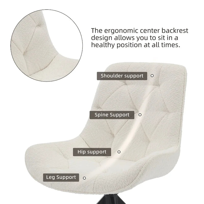 Swivel Dining Chairs, Boucle Upholstered Accent Chairs Living Room Chairs Desk Office Arm Chair