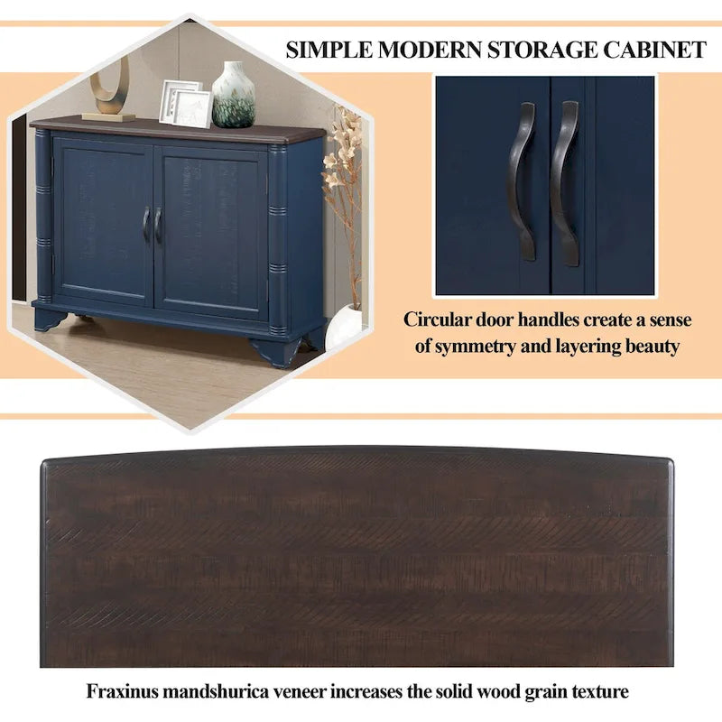 Mid Century 40 Sideboard Buffet Console Table with Adjustable Shelf