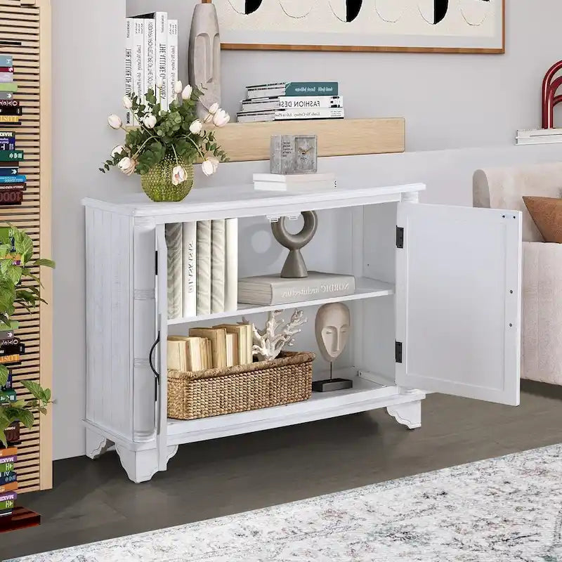 Mid Century 40 Sideboard Buffet Console Table with Adjustable Shelf