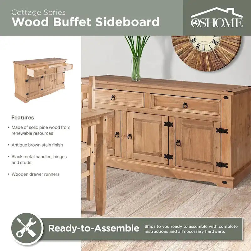 Model Wood Buffet Sideboard in Brown