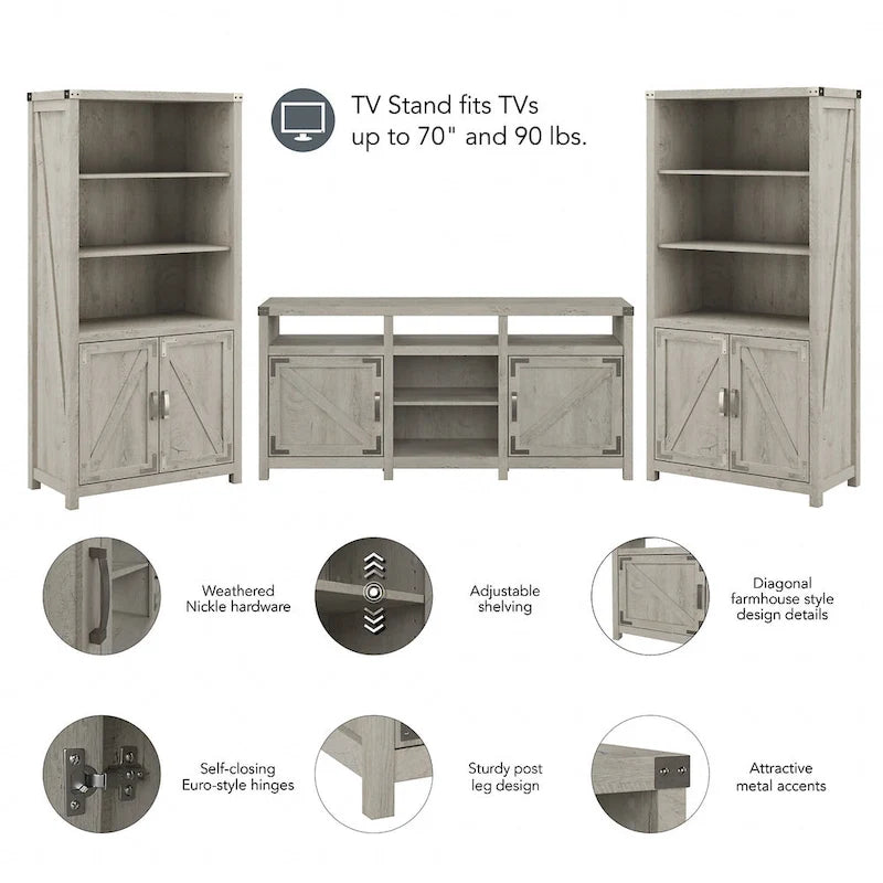 TV Stand for 70 Inch TV with Bookcases by
