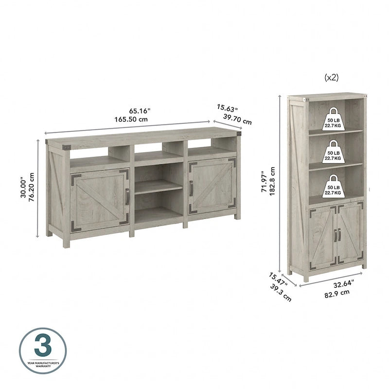 TV Stand for 70 Inch TV with Bookcases by