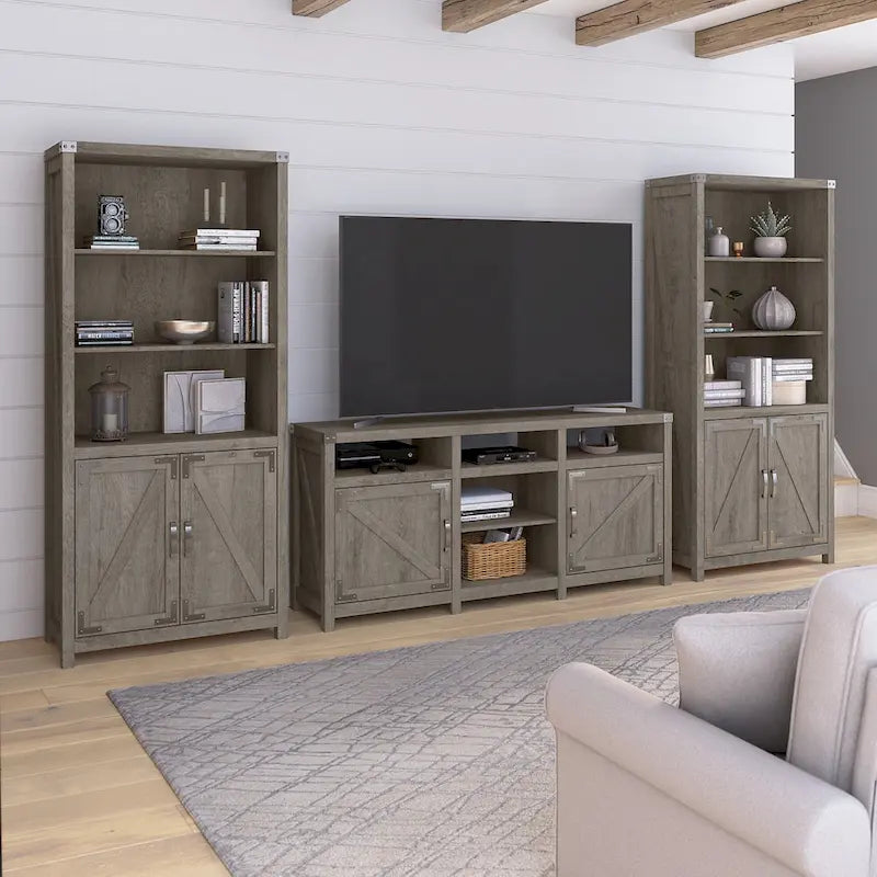 TV Stand for 70 Inch TV with Bookcases by