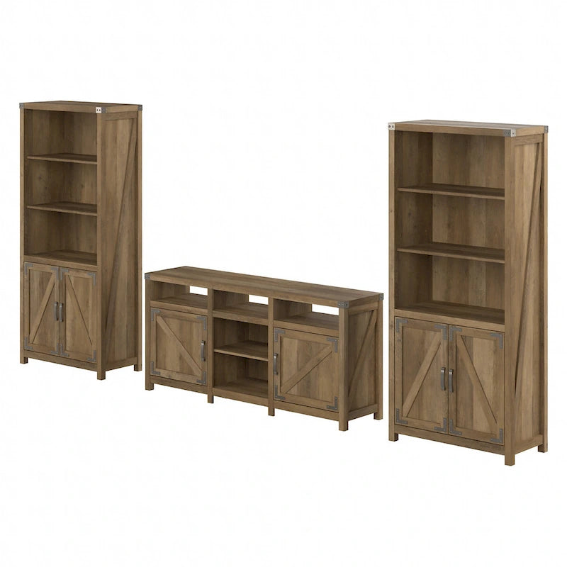 TV Stand for 70 Inch TV with Bookcases by