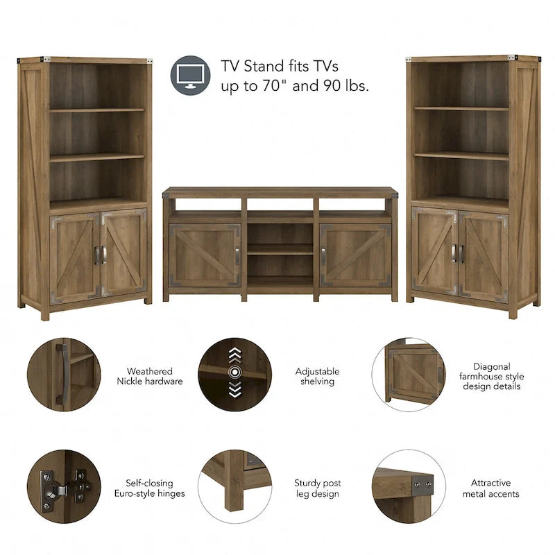 TV Stand for 70 Inch TV with Bookcases by